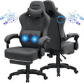 HOFFREE Gaming Chair Computer Chair with Speakers Massage Fabric Reclining Game Chair with Footrest Ergonomic High Back Gamer Chair Heavy Duty Gaming Chairs for Adults Dark Grey