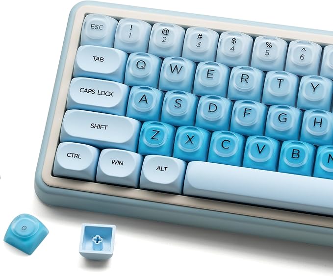 132 Keys PBT Keycaps Jelly Keycaps Cute Custom Creamy Key caps MOA Profile for 61/68/84/87/98/100 Cherry Gateron MX Mechanical Keyboards Blue