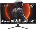 27 Inch QHD 2560 x 1440 Gaming Monitor 180Hz 1ms Fast IPS Computer Screen DP 1.4 x2 HDMI 2.0 x2 VESA Mount 130% sRGB HDR Eye Care Metal Stand DP Cable