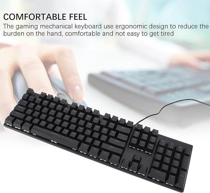 Wired Mechanical Keyboard: 104 Keys Blue Switch Backlit Keyboard with 8 Types of Backlit Illumination for Gaming and Office