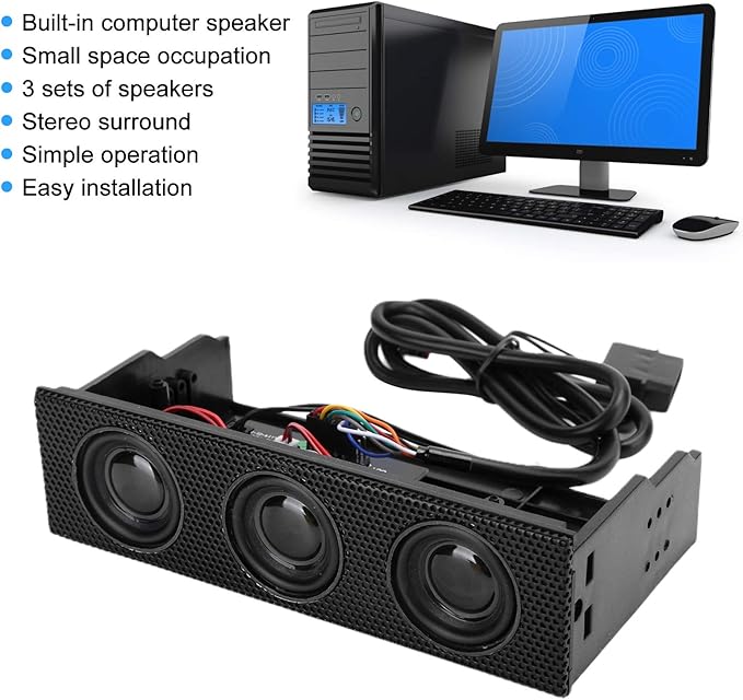 PC Media Dashboard PC Speaker Stereo Surround Computer Case Builtin Mic Loudspeaker 5.25in Computer Case Front Bay