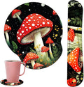 Keyboard Wrist Rest and Mouse Pad Wrist Support Set with CoastersErgonomic Gaming Mousepad for Home Office Working Studying Easy Typing &amp Pain ReliefCute Forest Mushroom