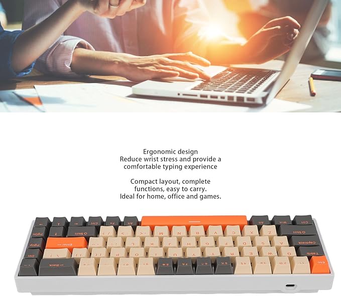 Zunate Wired 60% Mechanical Gaming Keyboard - 68 Key RGB Backlit Gaming Keyboard USB C Wired Ergonomic Keyboard Portable Gaming Keyboard for Wins