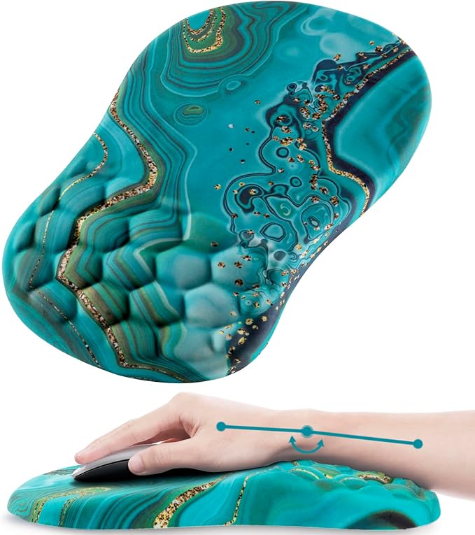 Mouse Pad Wrist Support Ergonomic Mouse Pad with Wrist Rest Comfortable Computer Mouse Pad for Laptop Pain Relief Mousepad with Non-Slip PU Base Green