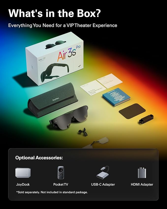 RayNeo Air 3s Pro AR Glasses &amp JoyDock Bundle - 201'' 1200 Nits 120Hz HueView 2.0 Video Display Glasses