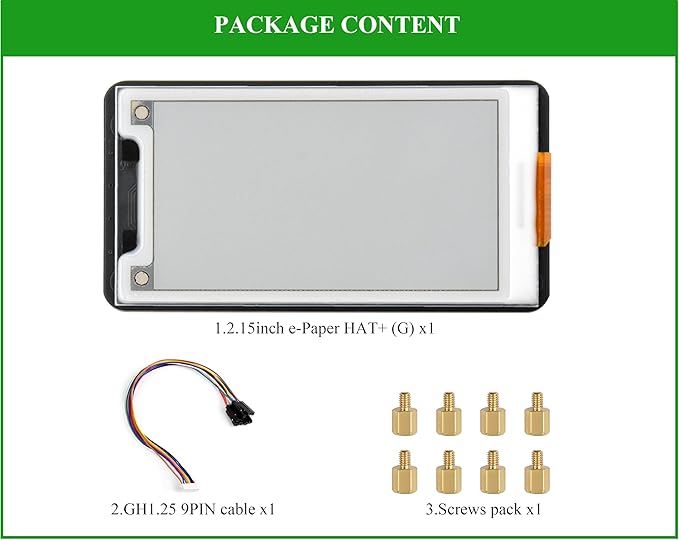 2.15inch E-Paper Display Compatible with Raspberry Pi 5/4B/3B+/Zero/Zero W/Zero 2W/Pico/Pico W/Pico 2/Jetson Nano 296x160 Pixel E-Ink Display Red/Yellow/Black/White SPI Interface with Driver Board