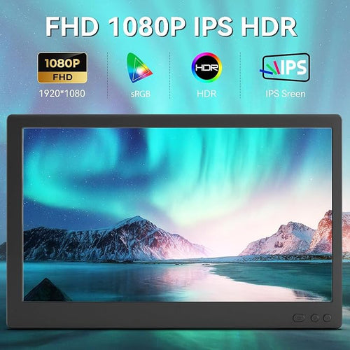 14'' 1080P Portable Dual Monitor Extender for Laptops - USB C and HDMI Plug-Play for Dual Display on Mac and Windows Fits 13''-17.3'' Laptops