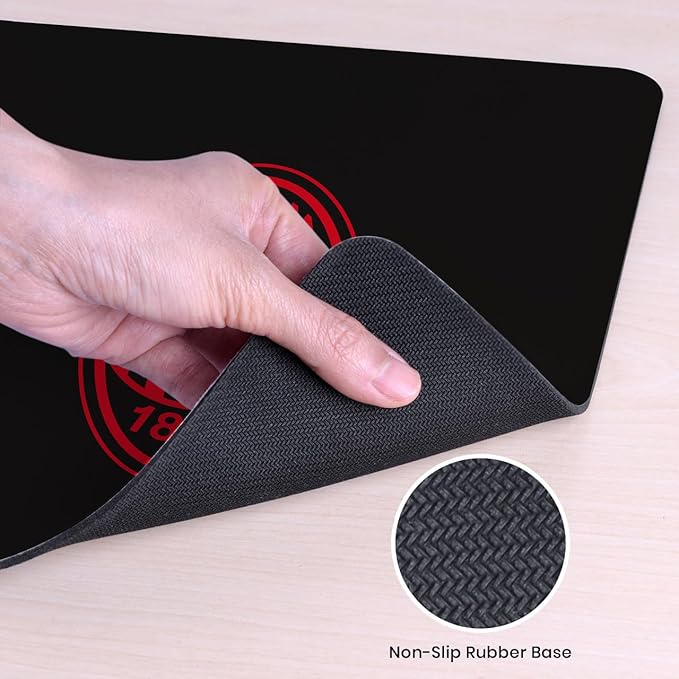 Head Case Designs Officially Licensed AC Milan Red &amp Black Crest Logo 23.62 x 11.81 x 0.12 inches (600 x 300 mm) - L Gaming Office Desk PC Keyboard Mouse Mat Pad