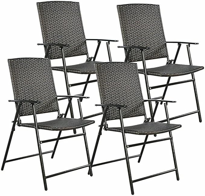 Office Chair Gaming Chair Computer Chair 4 Piece Brown Folding Chair Furniture Outdoor Indoor Camping Garden Pool