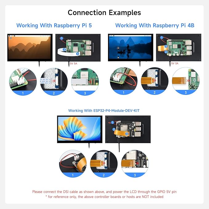 KLAYERS 7-inch DSI Capacitive Touch Display with High-Resolution IPS PanelCompatible with Raspberry Pi OS