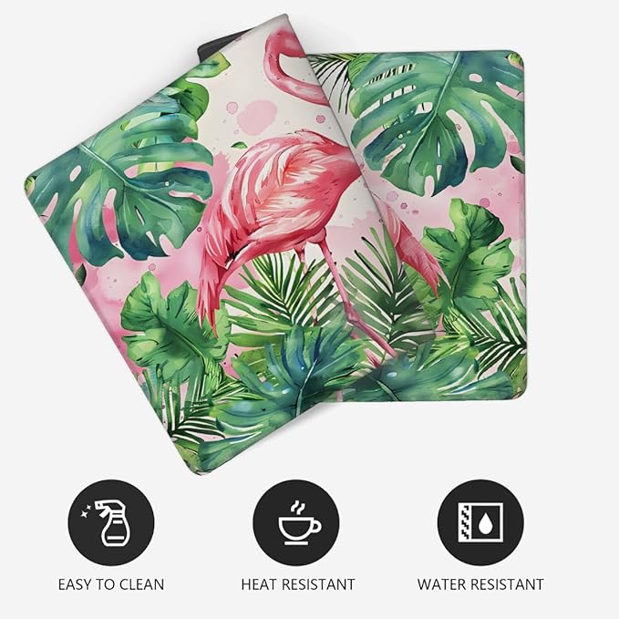 Pink Flamingo Leaf Large Mouse Pad Gaming Mousepad Desk Mat for Desktop Computer Keyboard Waterproof Mouse Mat Desk Pad with Non-Slip Base for Game School Office Home 35.4 x 15.7