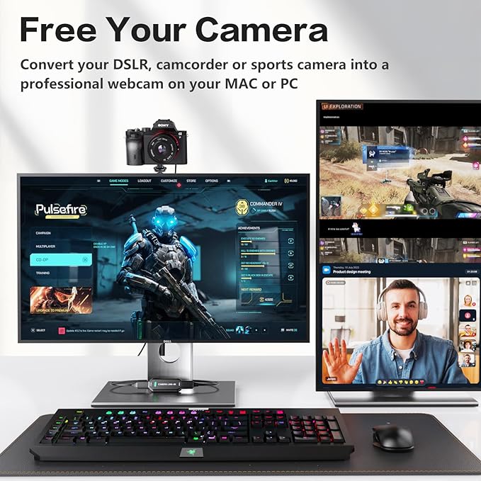 Cam Link 4K – External Capture Card for DSLR Camcorder ActionCam as Webcam HDMI to USB 3.0 Meet/Stream/Record in 4K60/1080p120 Easy Connect for OBS/Zoom Windows/Mac