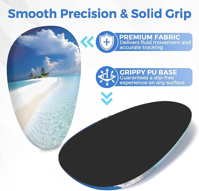 Ergonomic Mouse Pad with Wrist Support Memory Foam Wrist Rest for Pain Relief &amp Carpal Tunnel Non-Slip Base for Office Computer PC Laptop (12x8x1.2inch Maldive Beach)