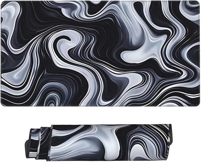 Black White Desk Cover MatExtended Large Mouse PadComputer Laptop Mat Desk Decor for Office Game Home 30x16 Inch