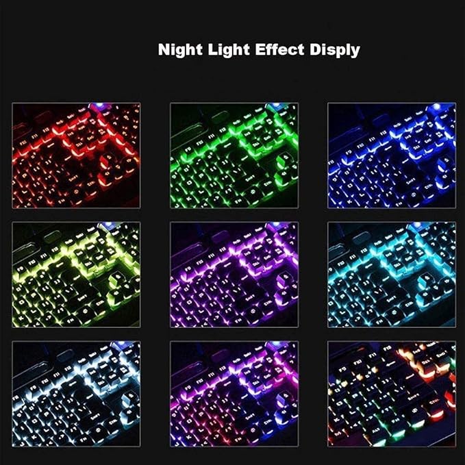 Gaming LED Backlit Keyboard and Mouse Combo with Emitting Character Adjustable REG LED Backlight Mouse Multimedia Keys Mechanical Gaming Keyboard2000 DPI for Windows &amp Mac PC Gamers (Color :