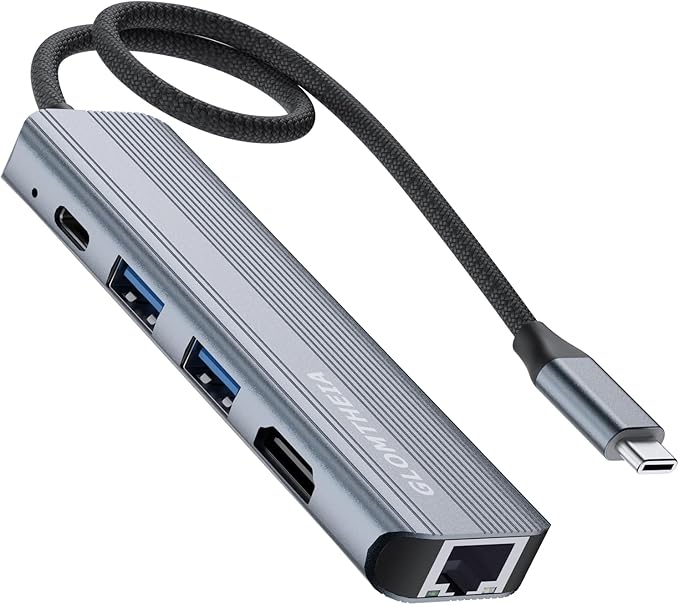 USB C Hub Ethernet HDMI Multiport Adapter for MacBook Pro/Air iPad Laptop Dock with 5Gbps USB A/C 1Gbps RJ45 Gigabit Ethernet 4K 30Hz HDMI 100W Pass Through Charging