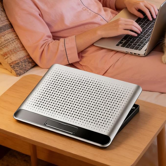 Laptop Cooling PadAdjustable Riser Station - Aluminum Alloy Quiet Computer Laptop Cooling Fan | for Desk Keyboard Tablet Book Home Workplace Dorm Apartment