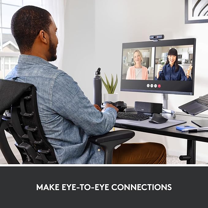 Logitech Brio 501 Full HD Webcam with Auto Light Correction Show Mode Noise Reduction Mics Privacy Cover Works with Microsoft Teams Google Meet Zoom Nintendo Switch 2 New GameChat Mode - Black