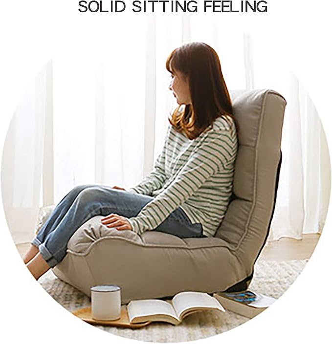 Bellemave Gaming Floor Chair Folding Lazy Sofa Lounger with Armrests and Adjustable Backrest (Gray)