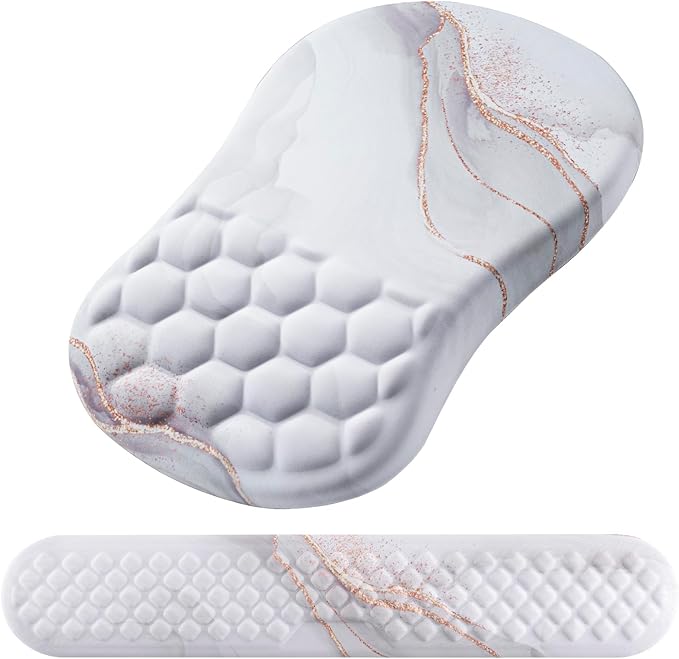Mouse Pad Wrist Support Laokiiy 2 in1 Keyboard Wrist Rest+ Ergonomic Mouse Pad Non-Slip Wrist Rest for Computer Keyboard Made Easy Typing &amp Relieve Wrist Pain(White)
