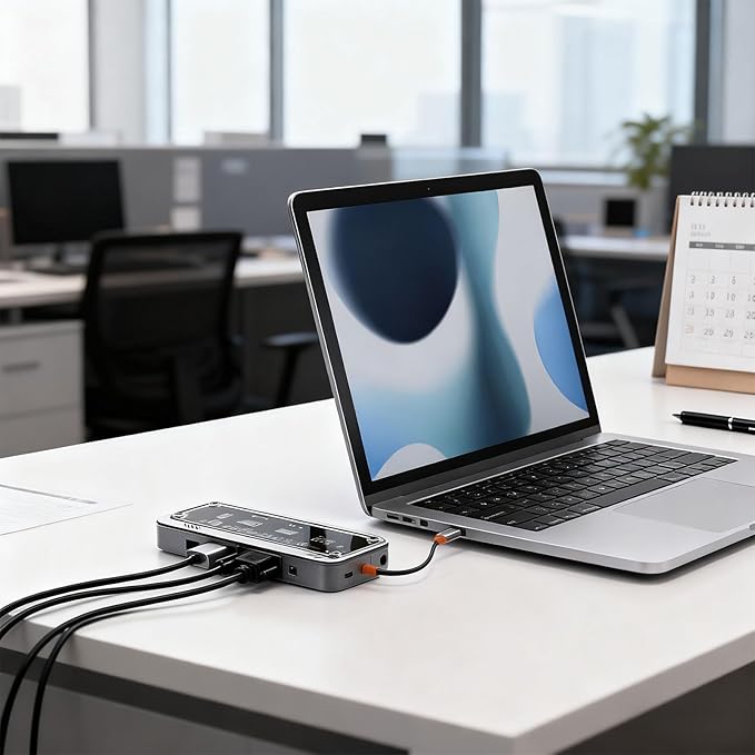 USB C Docking Station with HDTV Output Gigabit Ethernet VGA 3.5mm Memory Card Reader for Laptop PC USB C Adapter