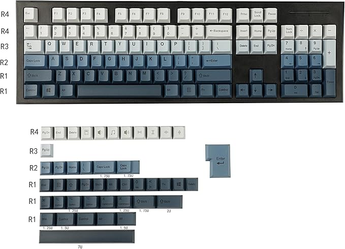 1.7mm Thickness PBT Gradient Keycaps Cherry Profile Dye Sub Mac Keyset for ANSI ISO 104 TKL GK61 96 75 GMMK NCR80 Mx Keyboard