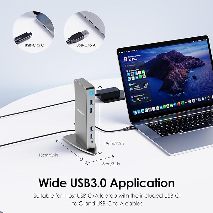 DisplayLink Docking Station Dual MonitorWAVLINK 14-in-1 USB-C/A Laptop Dock with 2x5K HDMI2x5K DP1000Mbps Ethernet6 USB 3.0Audio&ampMicfor New MacBook Neo M1/M2/IntelDellHPSurface Pro