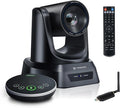 TONGVEO AI Wireless PTZ Camera System with Auto Tracking Built-in Receiver &amp Bluetooth Speakerphone 5.8GHz 1080P 60fps Conference Camera with 3X Optical Zoom for Church Zoom OBS Meetings