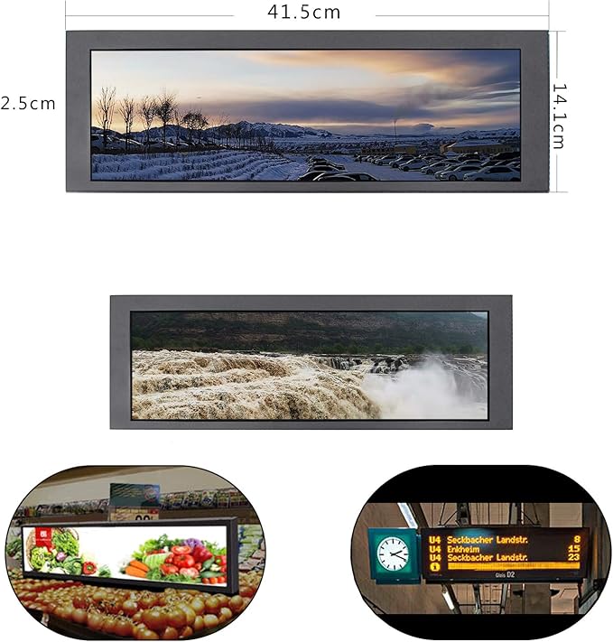 VSDISPLAY 14.9inch 1280x390 LCD Monitor VS149ZJ01which with Screen LTA149B780F and DVI VGA Input Controller Board 68676 as a bar Display Monitor/Advertising Screen