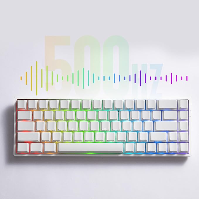 MONSGEEK FUN68 Rapid Trigger Gaming Keyboard 8k SP HE Tri-Mode 65% White Keyboard Glare Magnetic Switch