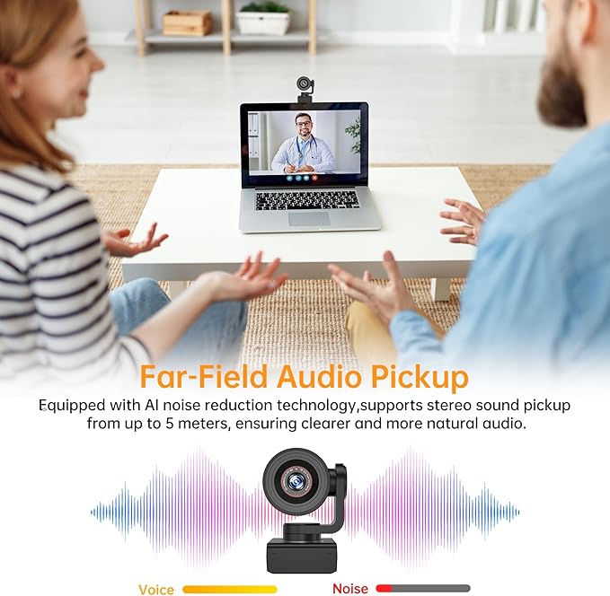 MT-VIKI 4K AI Webcam with PTZ TOF 0.2s Autofocus HDR 92°Wide Angle 4K@30/1080P@60 Gesture Control&ampSubject Tracking Dual Noise-Canceling Mics USB-C UVC for Zoom/Teams/OBS