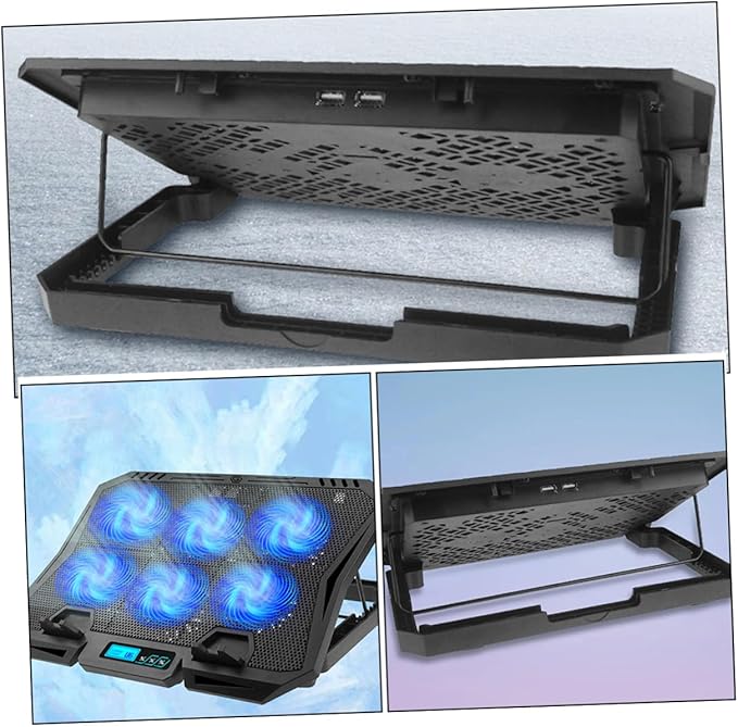 Laptop Cooling Pad with 6 Quiet Fans 15.6-inch Laptop Stand Cooler for Gaming and Office Use Adjustable Speed Blue LED Base Cooler Compatible with Most Notebooks