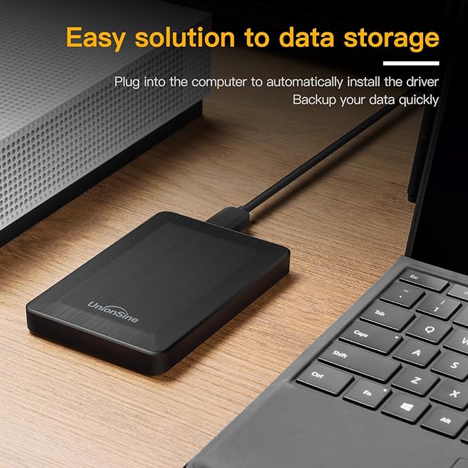 UnionSine 2.5 Portable External Hard Drive 1TB USB 3.0 Type-C HDD Storage Compatible for PS4 Xbox PC Mac TV Desktop Laptop(Black) HD3513