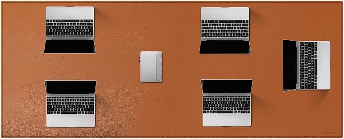 ZORESYN Conference Table Pads (70.87 x 31.5) - PU Leather Extended Large Mouse pad Office Desk Mat - Nonslip Base and Waterproof Desktop Writing Pad Mouse Mat (Light Brown)