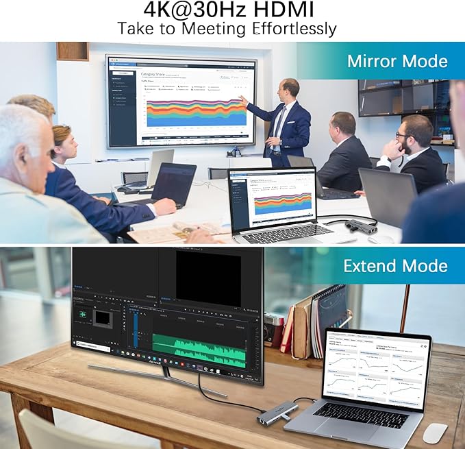 MagBac USB C Docking Station 7 in 1 USB C HUB Multiport Adapter with 3 5Gbps USB A Port 1 HDMI 4K@30Hz Gigabit Ethernet SD/TF Card Slot for Windows and MacOS Laptop with Full-Featured Type C Port