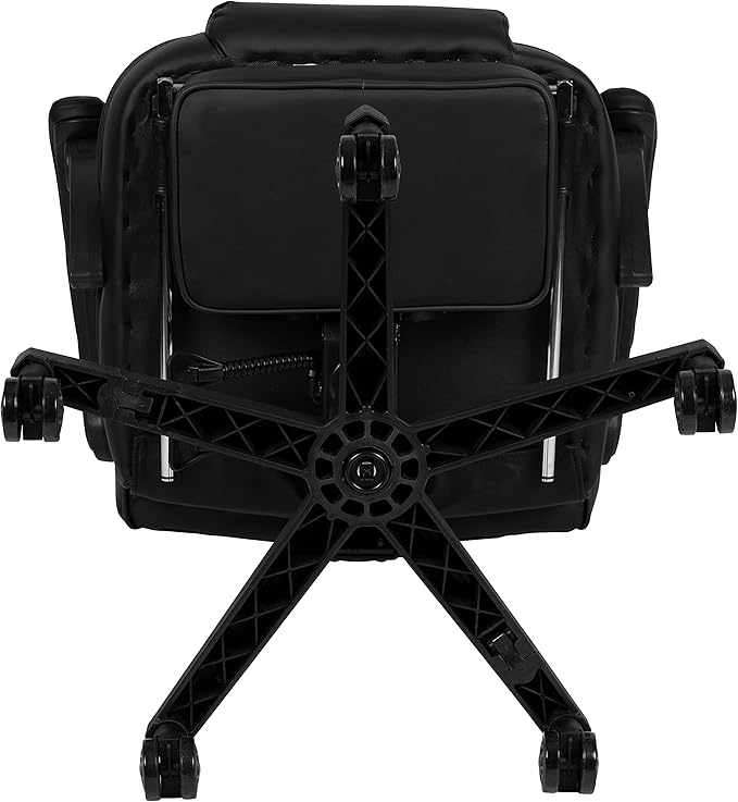 EMMA + OLIVER Black Ergonomic Gaming Chair -Recline Back/Arms Footrest Massaging Lumbar