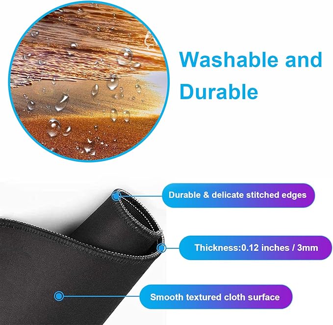 Large Extended Gaming Mouse Pad with Stitched Edges Non-Slip Waterproof Rubber Base Mouse Pad for Office Computer Keyboard Laptop and Home Desk Pad 35.4 x 15.7 x 0.12 Inch (Beach At Sunset)