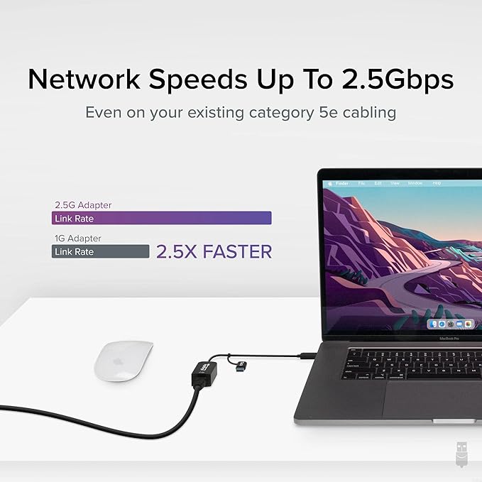 2.5G Ethernet &amp USB Expansion Bundle: Plugable USB-C to 2.5Gbps Ethernet Adapter + 7-Port USB Hub with 60W Power Adapter | USB-C/USB-A Fast LAN High-Speed Data macOS/Windows/Linux