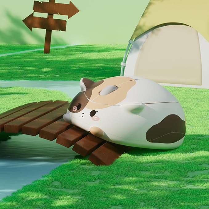 Akko Cat Theme Wireless Gaming Mouse Calico Cat Tri-Mode Mouse BT3.0/BT5.0/2.4G Cute Optical Cordless Cartoon Mice for Computer/Laptop/Desktop/PC Compatible with Mac/Win