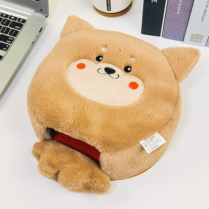 USB Heated Mouse Pad Hand Warmer - USB Heated Plush Mousepad with Wrist-Guard Rest Support CushionHand Warming Mouse Pad for Women Men Office Home Computer Laptop Accessories (Khaki)