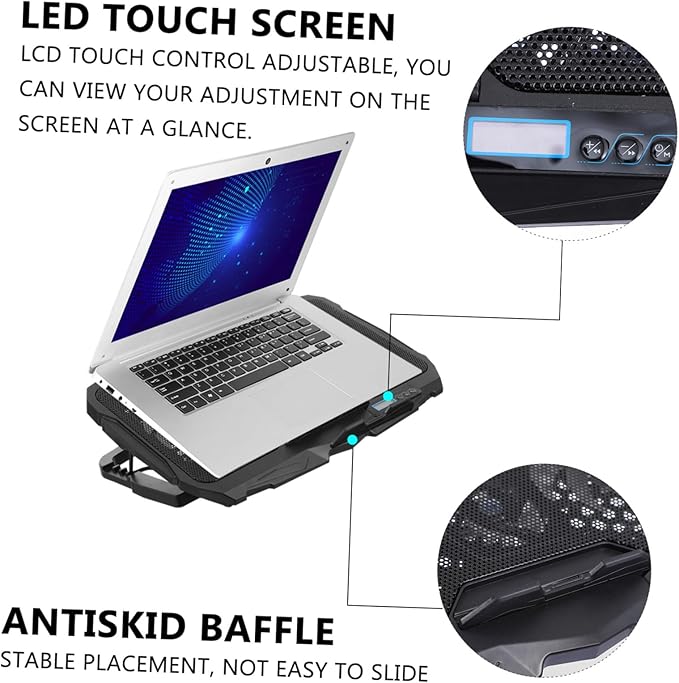 Gatuida Adjustable Laptop Cooler Stand Speed Silent Fan Metal Mesh Cooling Pad for Ergonomic Height Support Stable Ventilated Base for Cervical Spine Care Compatible with All Laptops