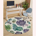 Green PU Leather Chair Mat for Hardwood Floor Anti-Slip Floor Protector Cute Succulents Flower Desert for Home/Office Rolling Chair and Computer Desk Hot Plant Artwork Diameter 55 in