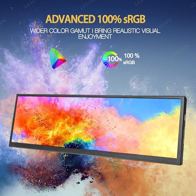 14.1 inch Temp Display Stretched Bar LCD Touch Strip Display USB C &amp HDMI 1920x550 IPS Sub Extender mini Wide Monitor for GPU CPU Data Monitoring PC Case