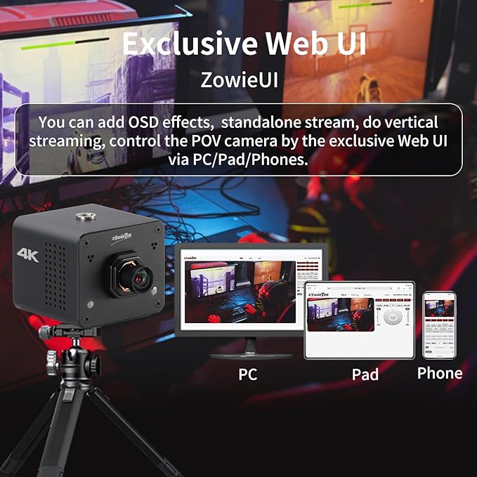 zowietek 4K NDI | HX3 POV Camera PoE ZowieCAM Webcam Simultaneously HDMI &amp SDI Output (M12 AF) + 3G SDI NDI Video Streaming Encoder Decoder