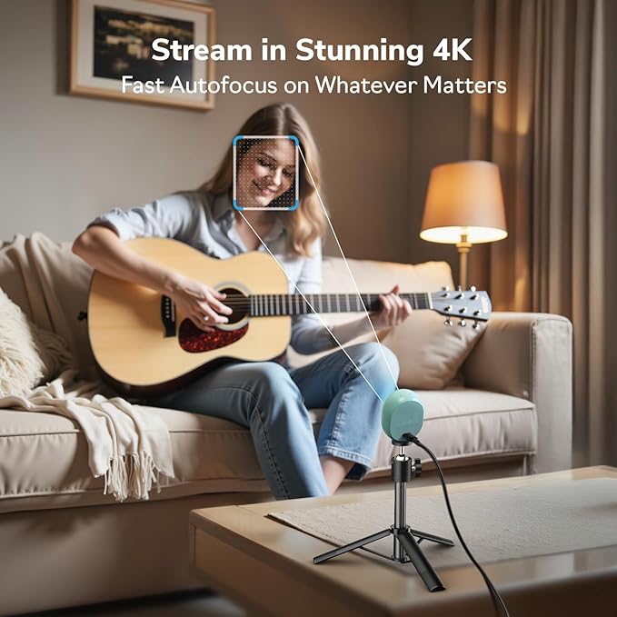EMEET Piko 4K Webcam for Streaming World’s 1st Dual-Camera AI-Powered 4K Camera w/AI Autofocus 3 Mics Array&amp3 Sound Modes USB Webcam with Clip Great for Streaming Desk Setup