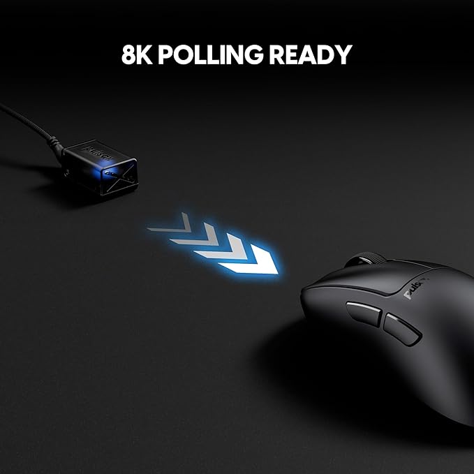 Pulsar Gaming Gears Xlite Crazylight Wireless Gaming Mouse Ultra Lightweight 1.45 oz (41g) Optical Switch 32000 DPI 750 IPS XS-1 Sensor 8k Compatible (Jet Black)