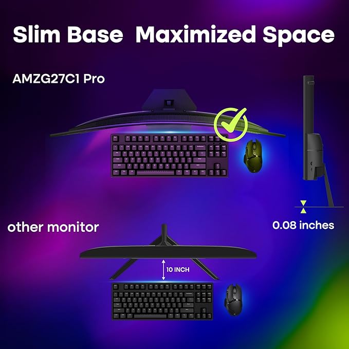 Amzfast 27 inch 240Hz Curved Gaming Monitor FHD 1080P Monitor Gaming with Upgraded Built-in Speakers MPRT 1ms with Fast VA Panel | 130% sRGB 4000:11500R | 12 Months Warranty Exchange