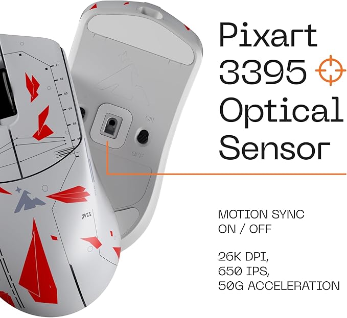 Higround Yuma Wireless Mouse - Radar Lightweight Gaming Mice PIXART 3395 Sensor 26K DPI 650 IPS 50G Acceleration Up to 70 Hours Battery Life 4KHz Wireless Polling Rate with Motion Sync