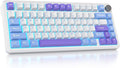 surmen M75 75% Wireless Creamy Keyboard with Gasket Pre-lubed Triple Mode Bluetooth Mechanical Gaming Keyboard BT5.0/2.4Ghz/USB with Sound Absorbing Pads Hot-Swap(Starlight White)