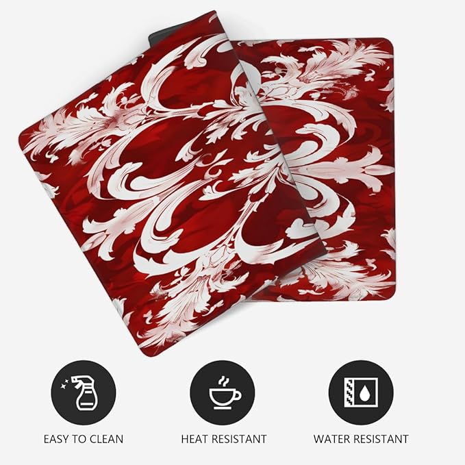 Abstract Red White Flower Large Mouse Pad Gaming Mousepad Desk Mat for Desktop Computer Keyboard Waterproof Mouse Mat Desk Pad with Non-Slip Base for Game School Office Home 35.4 x 15.7